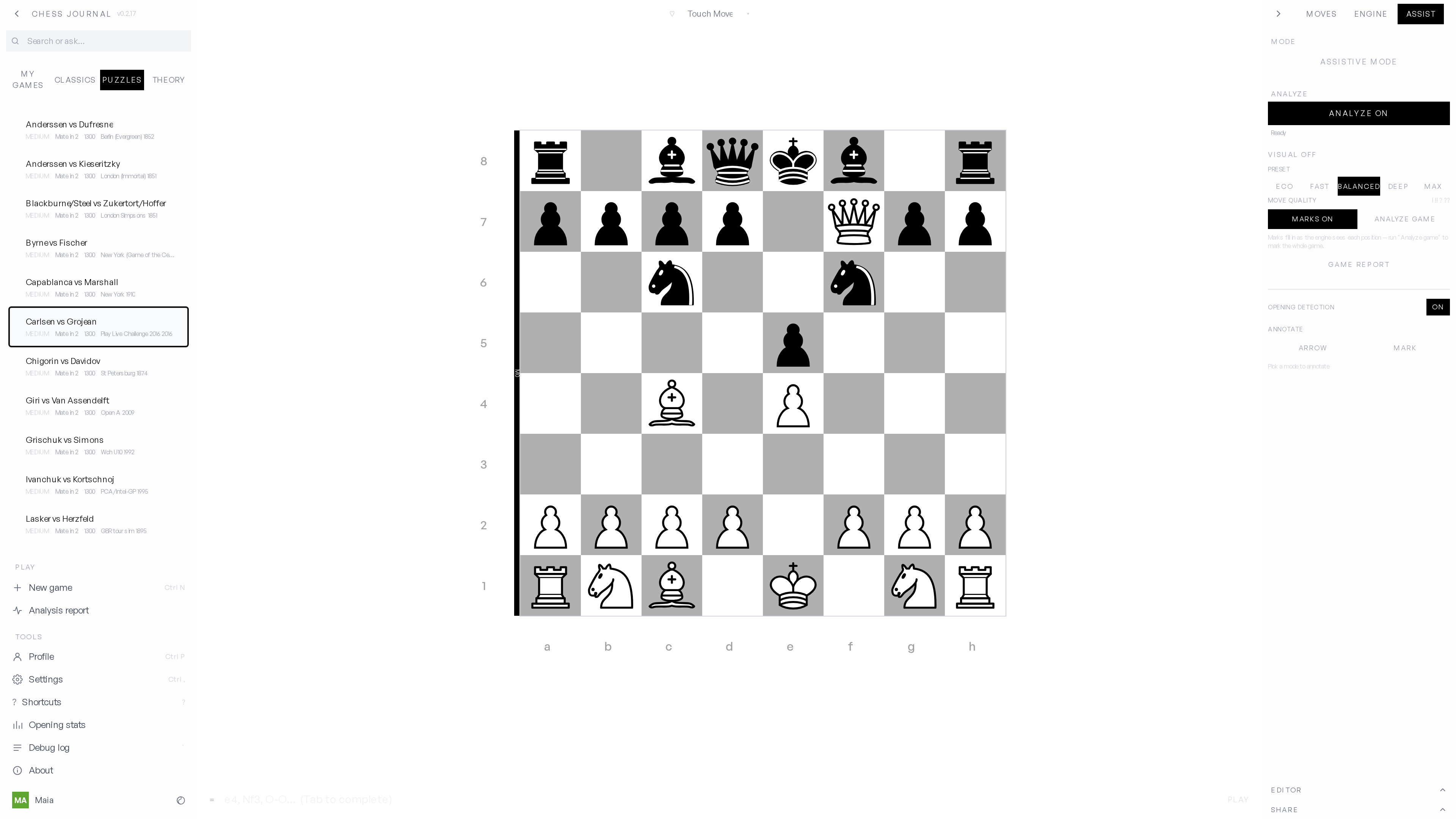 Solving a mate puzzle