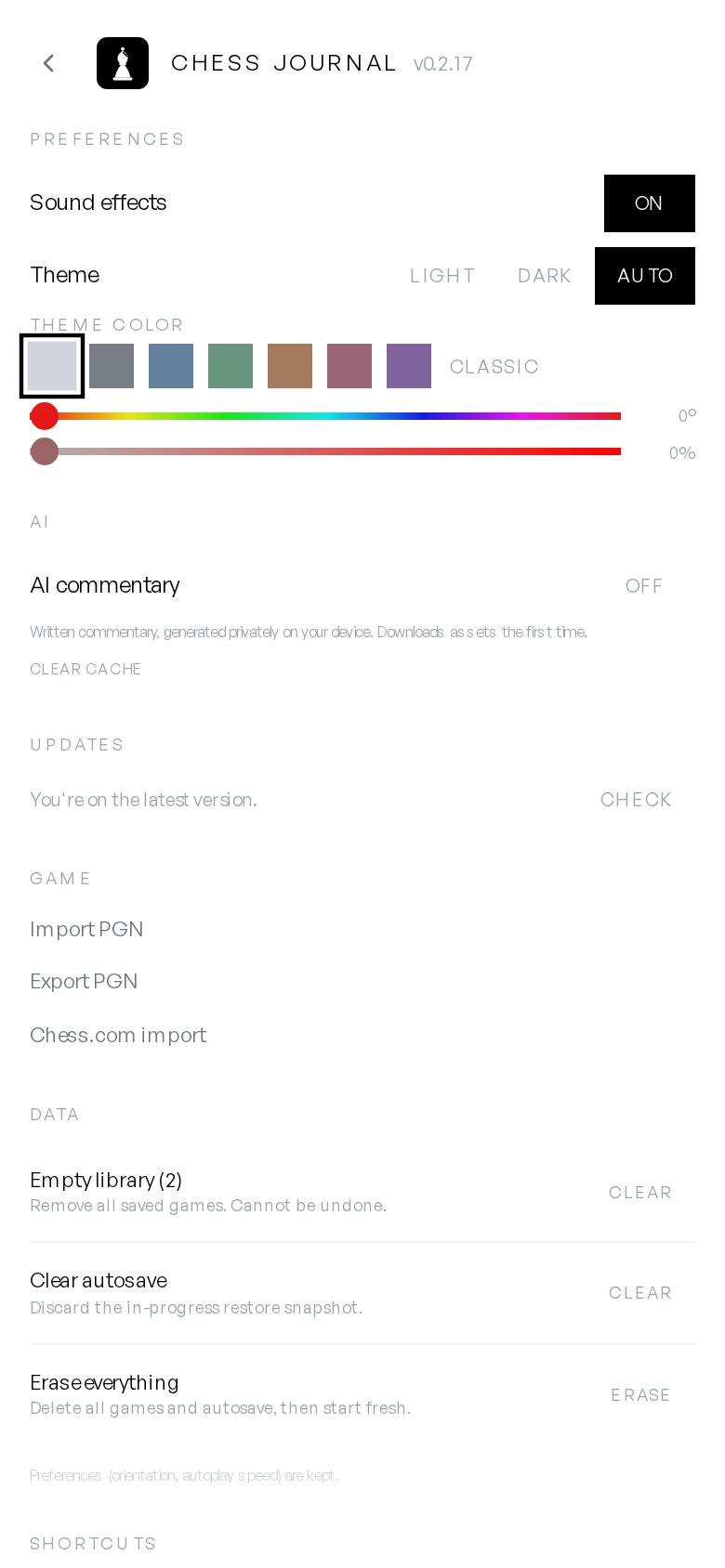 AI settings on Android
