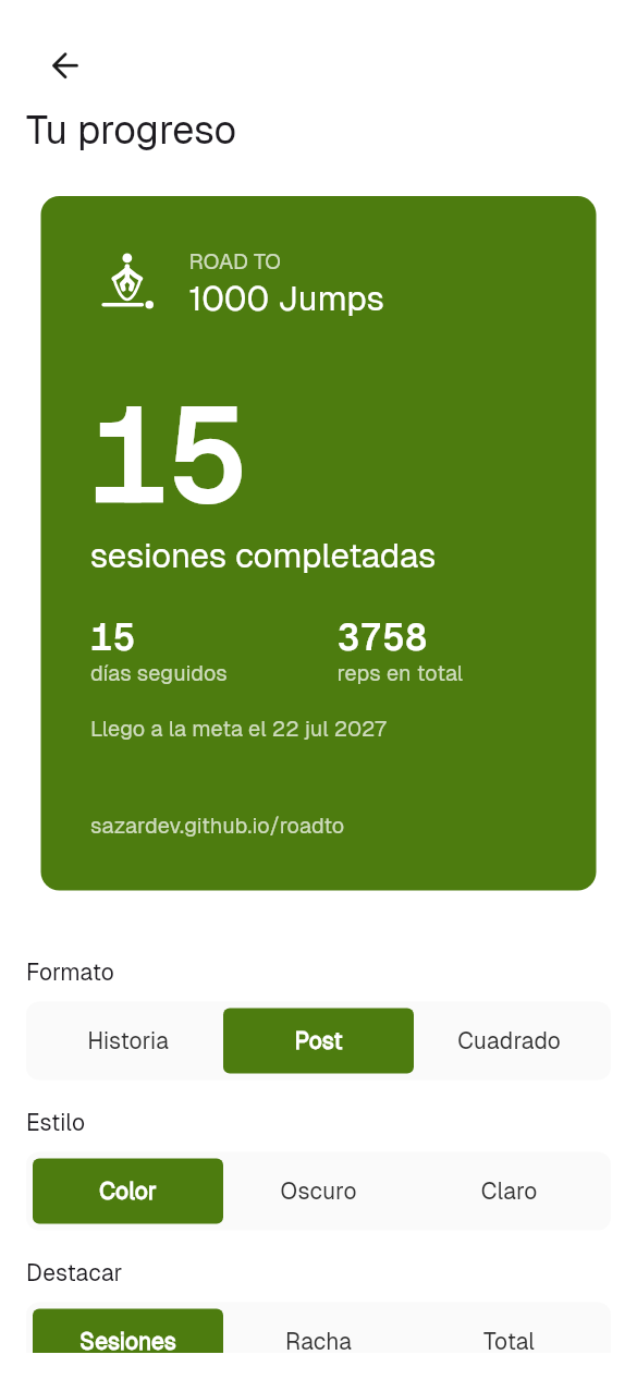 Comparte tu progreso real