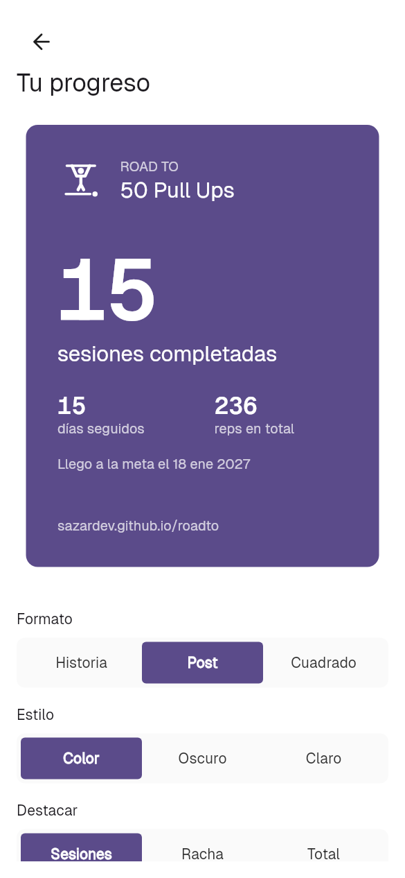Comparte tu progreso real