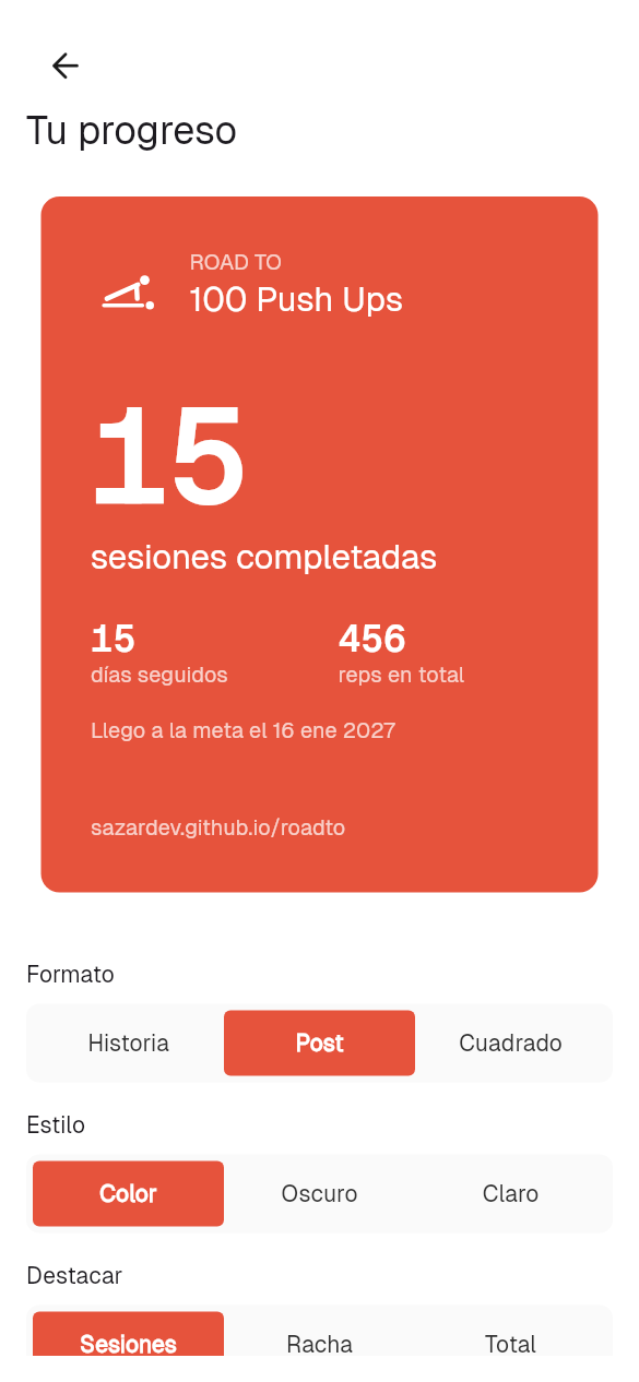 Comparte tu progreso real