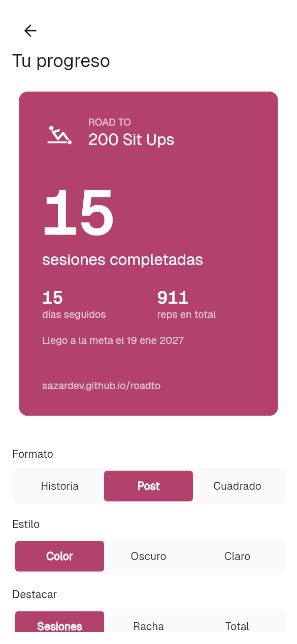 Comparte tu progreso real