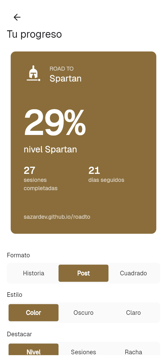 Comparte tu progreso real