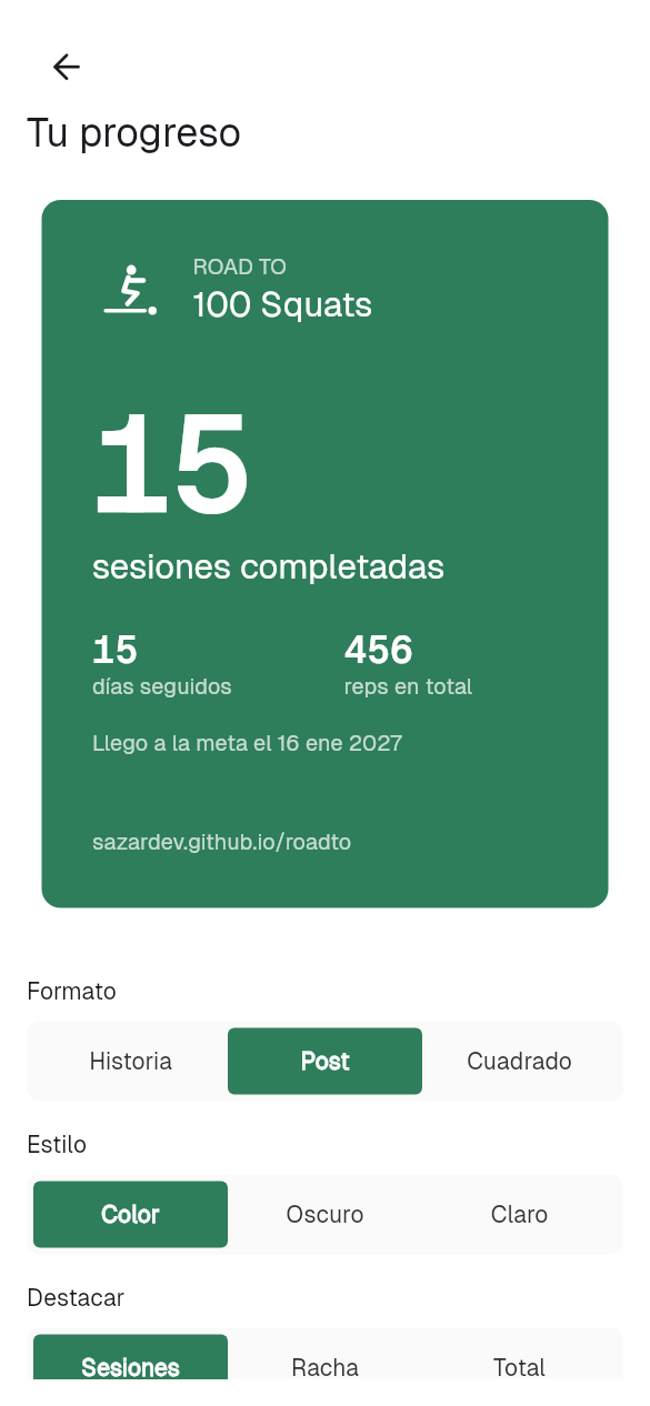 Comparte tu progreso real